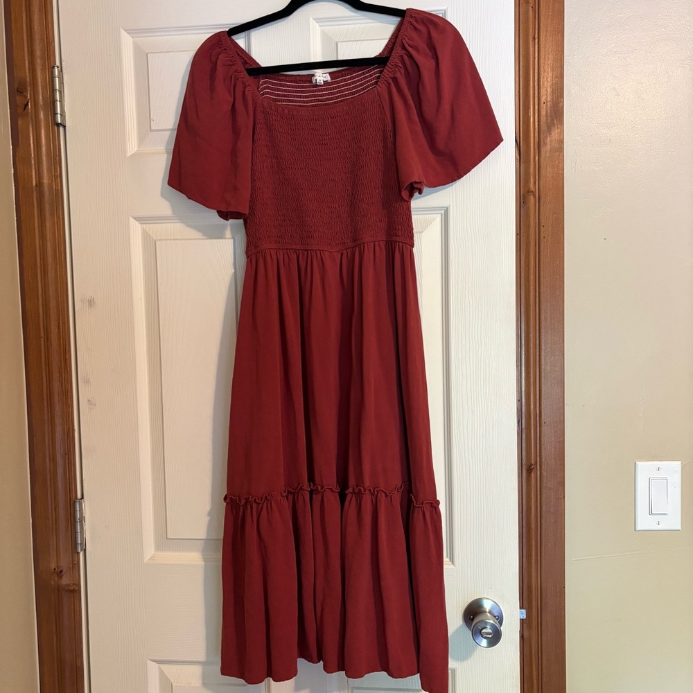 Livy & Kate Keeley Smocked Dress in Rust